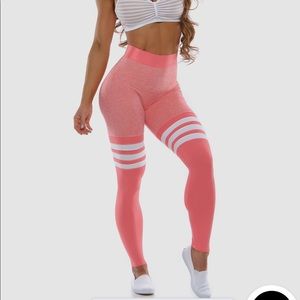 Bombshell leggings peach thigh high socks